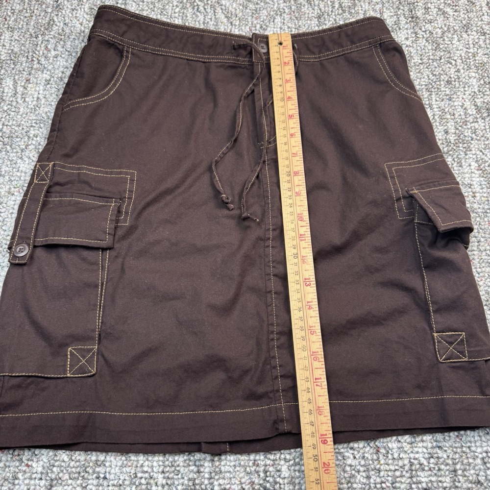 Prana Skirt Womens Small Brown Stretch Drawstring Breathe Cotton Pockets Hiking - Picture 2 of 13